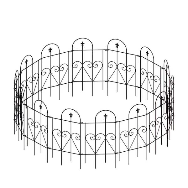 Tunearary 32 in. Outdoor DIY Modular Galvanized Rust-Proof Wire Garden Fence Panel Trellis, Black (14-Pack)