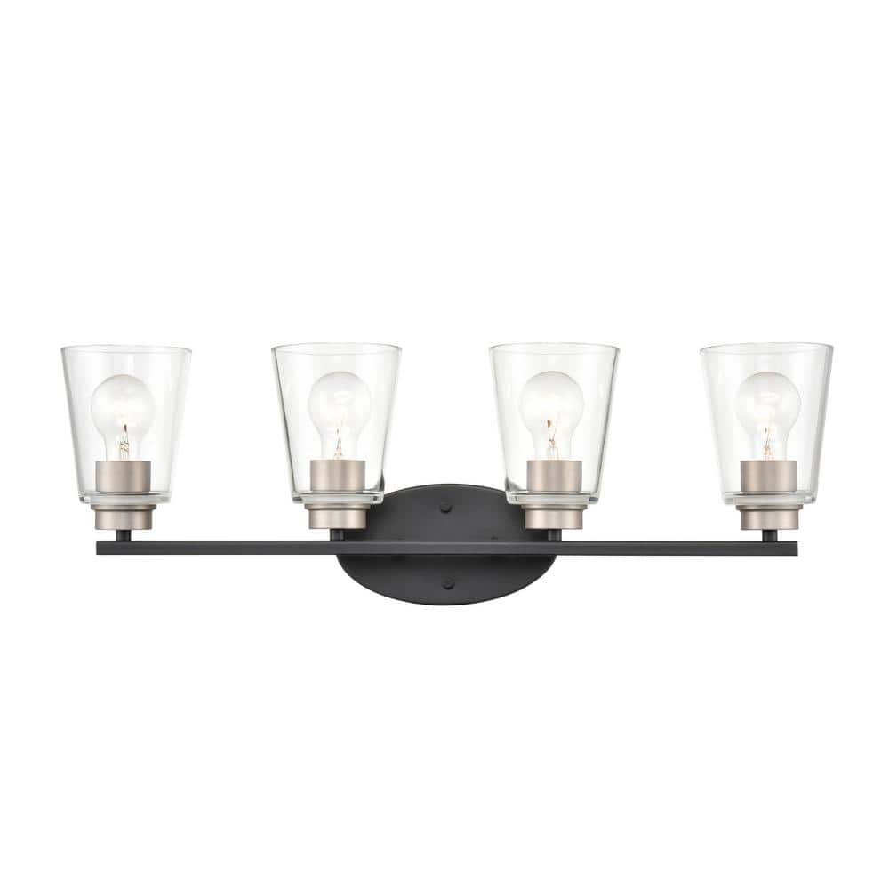 31 in. 4-Light Matte Black/Satin Nickel Vanity Light