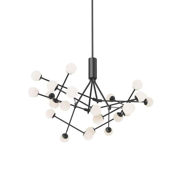 Moto 39 in. 12-Light 52-Watt Black Integrated LED Chandelier