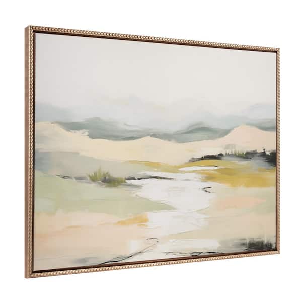 Kate and Laurel Abstract Nature Landscape Framed Canvas Wall Art 1-Piece Gold Framed Canvas Art Print, 31.50 in. x 41.50 in.