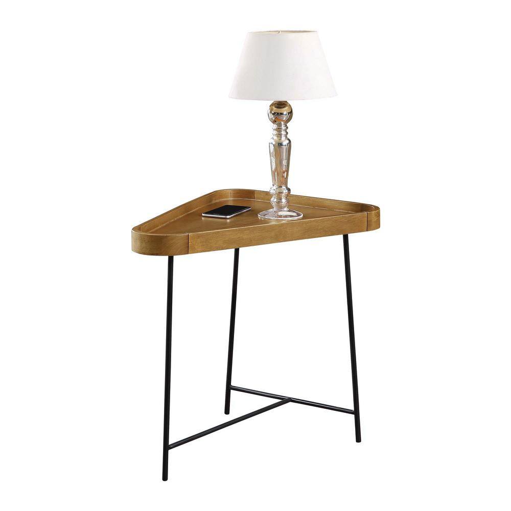 Lunar 27 in. Acacia Driftwood/Black Triangle Wedge MDF End Table - thumbnail 7