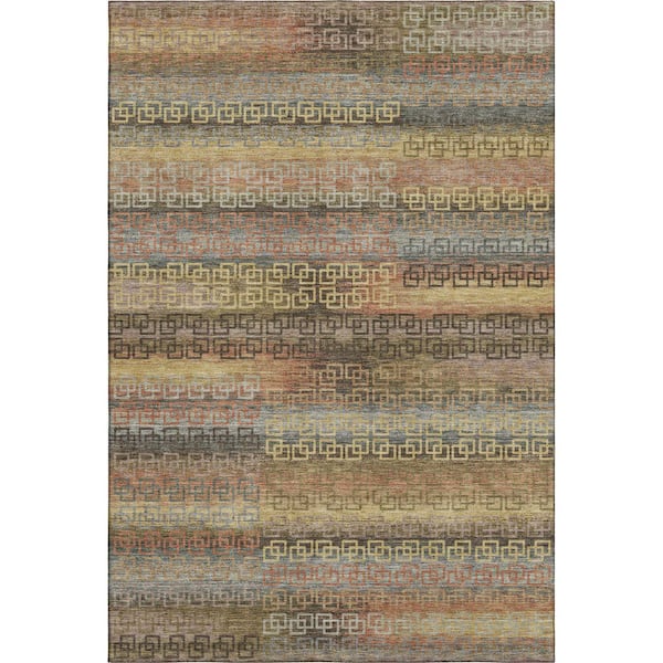 Mayfield Premium Machine Washable Abstract AMF2029 Brown 10 ft. x 14 ft. Area Rug