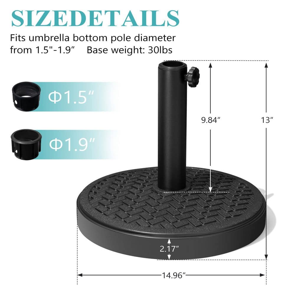 Modern Black Concrete and Steel Round Parasol Base