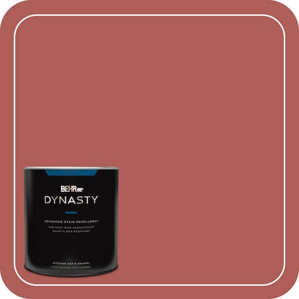 BEHR DYNASTY 1 qt. #T12-1 Prairie Poppy Satin Enamel Interior Stain-Blocking Paint and Primer