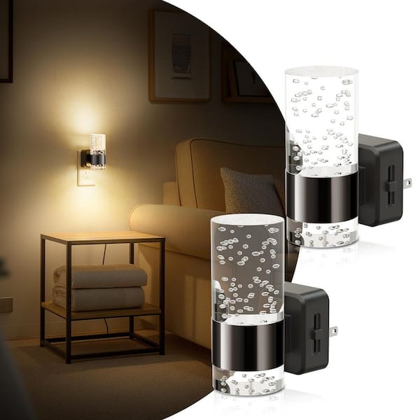 3000K LED Night Light Plug-in with Auto Light Sensor, Adjustable Brightness Nightlight for Bathroom, Hallway (2-Pack)