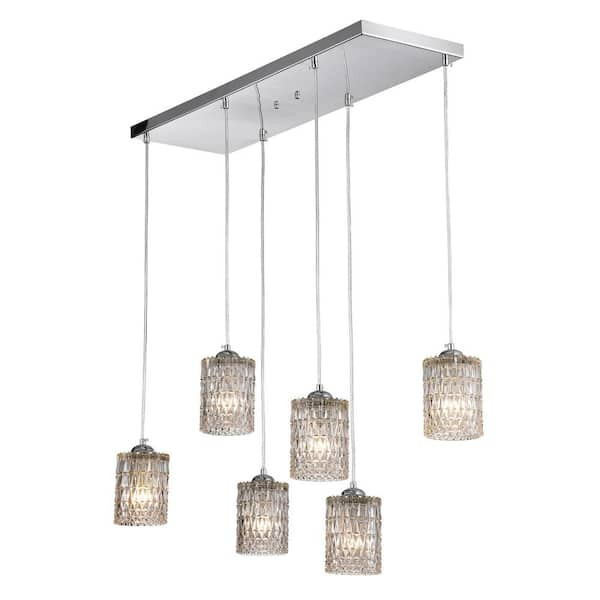 Warehouse of Tiffany Aldubon 6-Light Chrome Chandelier with Diamond Crystal Shade