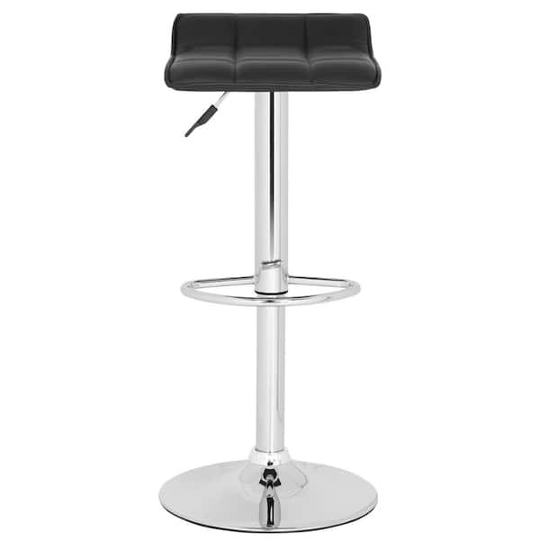 SAFAVIEH Lamita 30.9 in. Adjustable Height Chrome Swivel Metal Low Back Cushioned Bar Stool