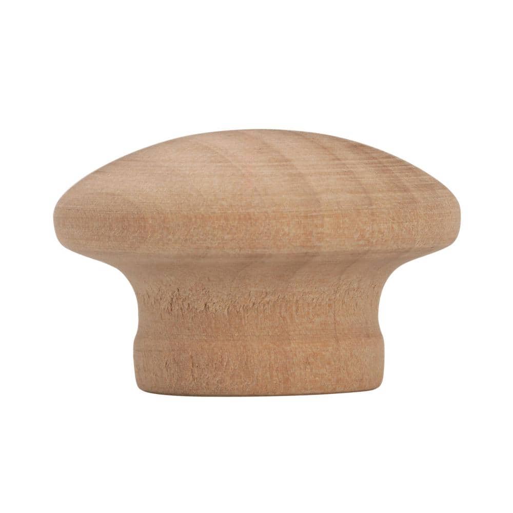Unfinished Wood Round Cabinet Knob with Mounting Hardware
