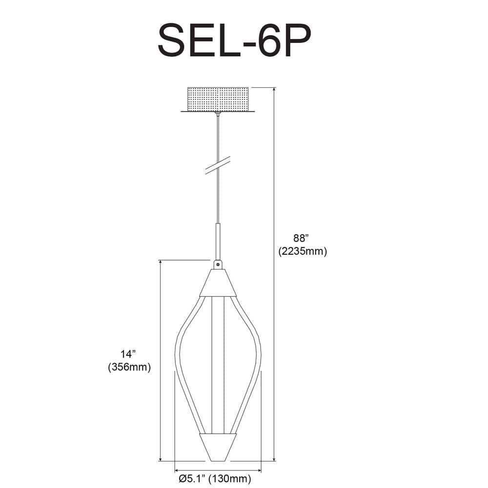 Selene 88'' Matte Black Modern LED Ceiling Pendant