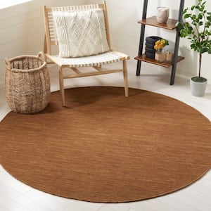 Kilim Brown 6 ft. x 6 ft. Solid Color Round Area Rug