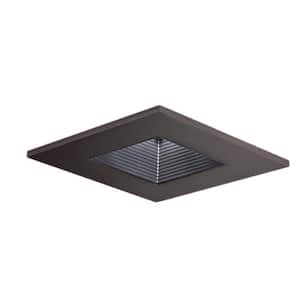 3 in. Tuscan Bronze Recessed Ceiling Light Square Trim with Regressed Lens and Black Baffle, Wet Rated Shower Light