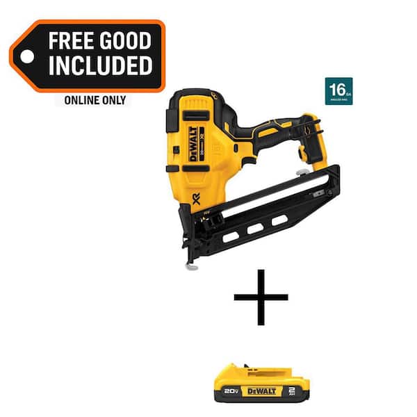 20V MAX XR Lithium-Ion Cordless 16-Gauge Angled Finish Nailer with 20V MAX Compact Lithium-Ion 2.0Ah Battery Pack