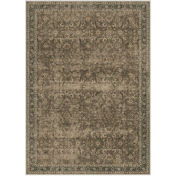 HaiiMeid Princeton Brown 5 ft. x 7 ft. Distressed Vintage Floral Area Rug