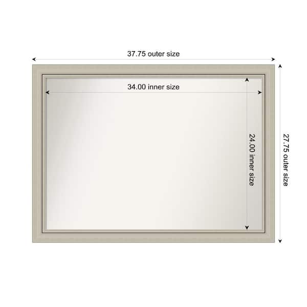 Amanti Art Romano Silver Narrow 37.75 in. x 27.75 in. Custom Non-Beveled Wood Framed Bathroom Vanity Wall Mirror