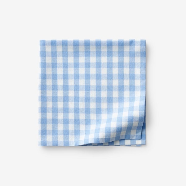 The Company Store Yarn Dyed Gingham Tabletop 19 in. x 19 in. Blue Cotton Napkins (Set of 4)