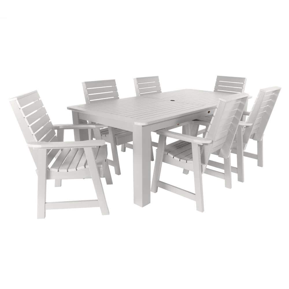 Highwood Weatherly White 7-Piece Recycled Plastic Rectangular Outdoor Dining Set -  ST7WL1CO5AA-WHE
