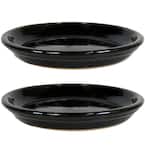 2 Sunnydaze 9 in. Obsidian Ceramic Planter Saucers