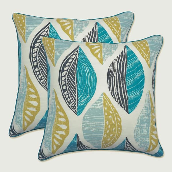Pillow Perfect Floral Blue Square Outdoor Square Throw Pillow 2-Pack