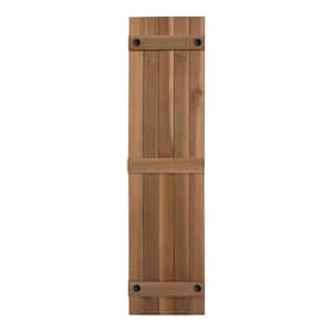 Grayson 15 in. x 39 in. Cedar Board and Batten Shutters Pair in Natural