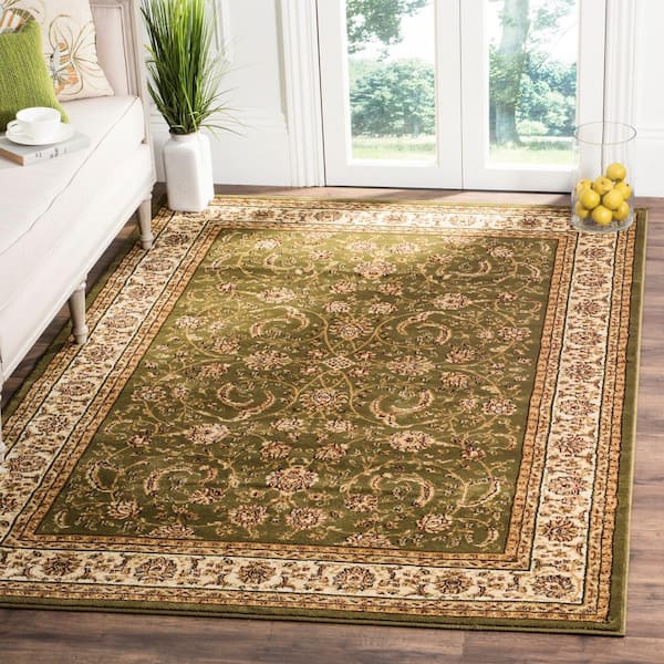 Lyndhurst Sage/Ivory 5 ft. x 8 ft. Antique Floral Border Area Rug
