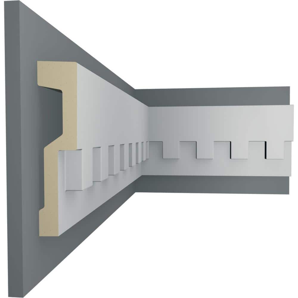 Gray Primed Polyurethane Geometric Panel Moulding Sample