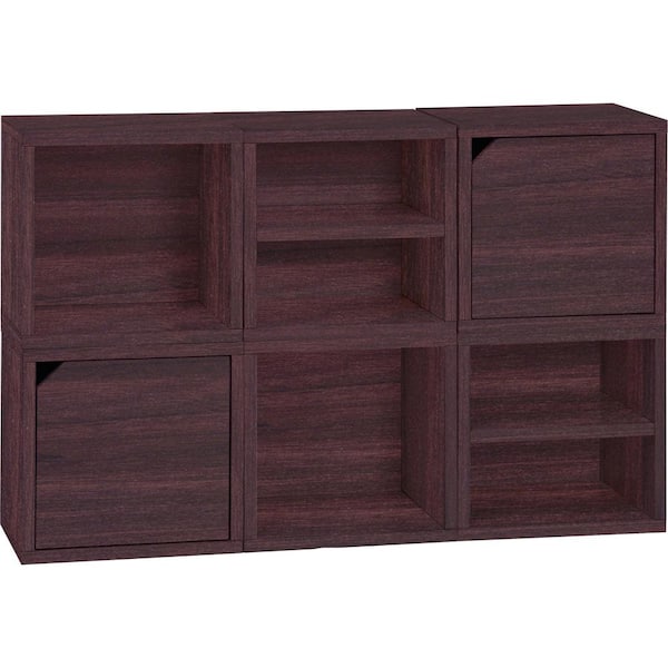 Way Basics 25 in. H x 40 in. W x 11 in. D Espresso Recycled Materials 6-Cube Storage Organizer