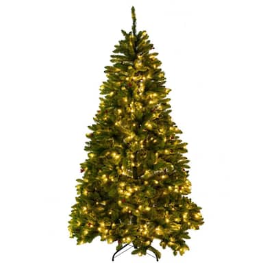 7.5 ft. Green Pre-Lit LED Fir Spruce Artificial Christmas Tree with 500 Warm Lights