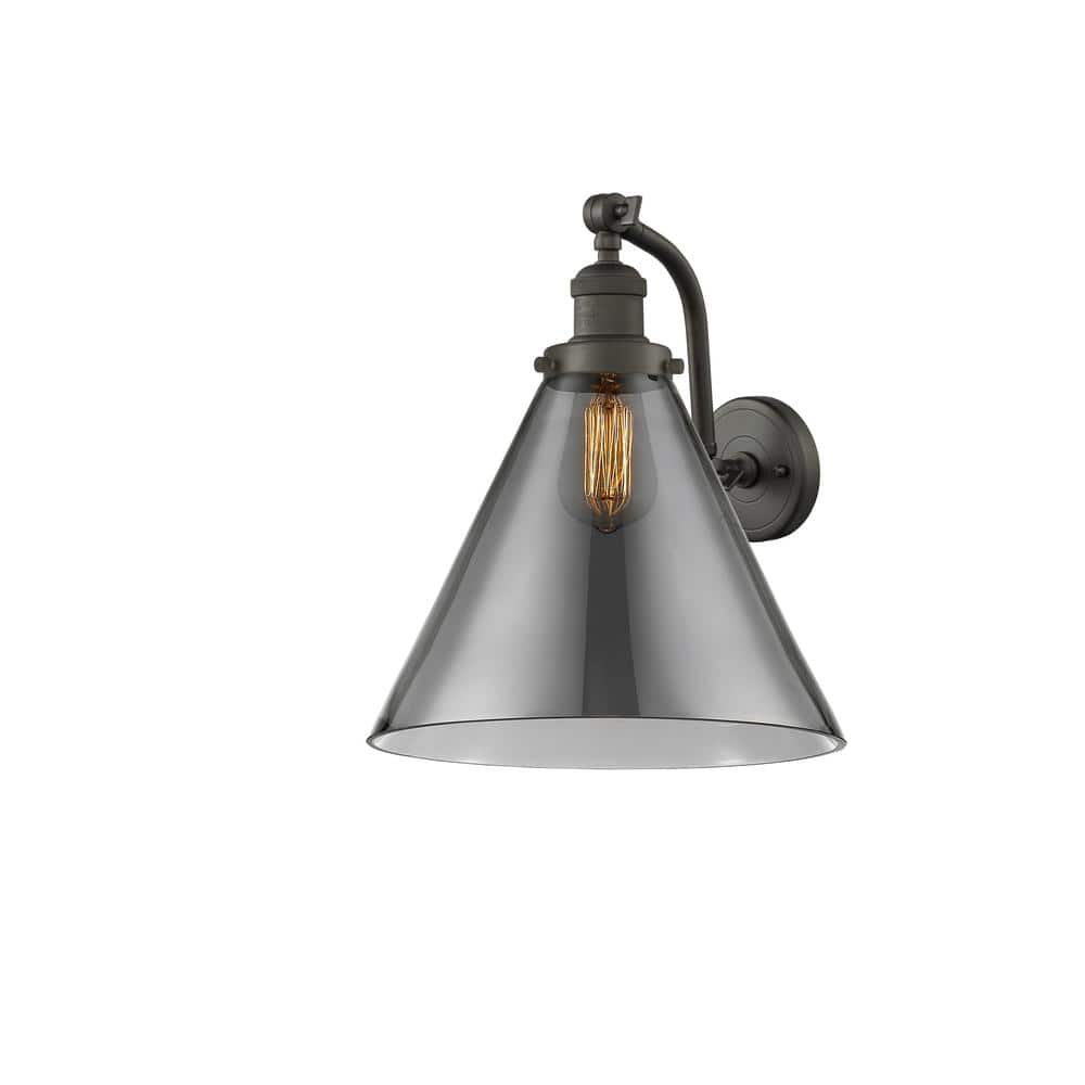 Cone 1-Light Oil Rubbed Bronze Wall Sconce with Glass Shade price history on PriceWatchPro