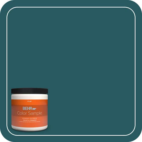 BEHR PREMIUM PLUS 8 oz. #PPF-56 Terrace Teal Flat Interior/Exterior Paint & Primer Color Sample
