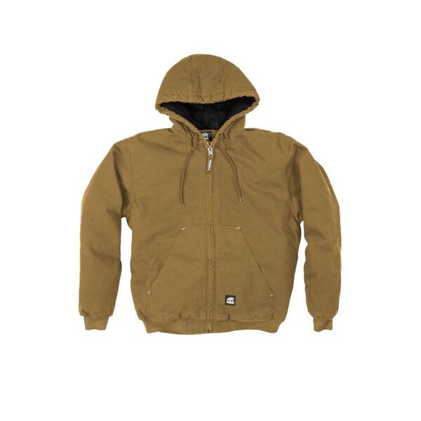 Berne Men's Medium Tall Hickory 100% Cotton Quilt Lines Original Washed Hooded Jacket