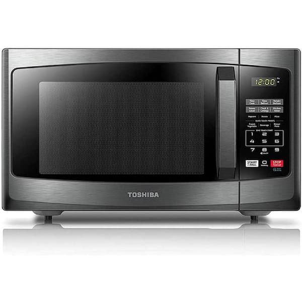 Toshiba 0.9 cu. ft. in Black Stainless Steel 900 Watt Countertop Microwave Oven with Mute Button and Eco Mode