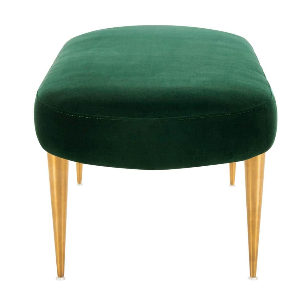 Emerald Velvet Transitional Storage Bench with Retro Gold Legs