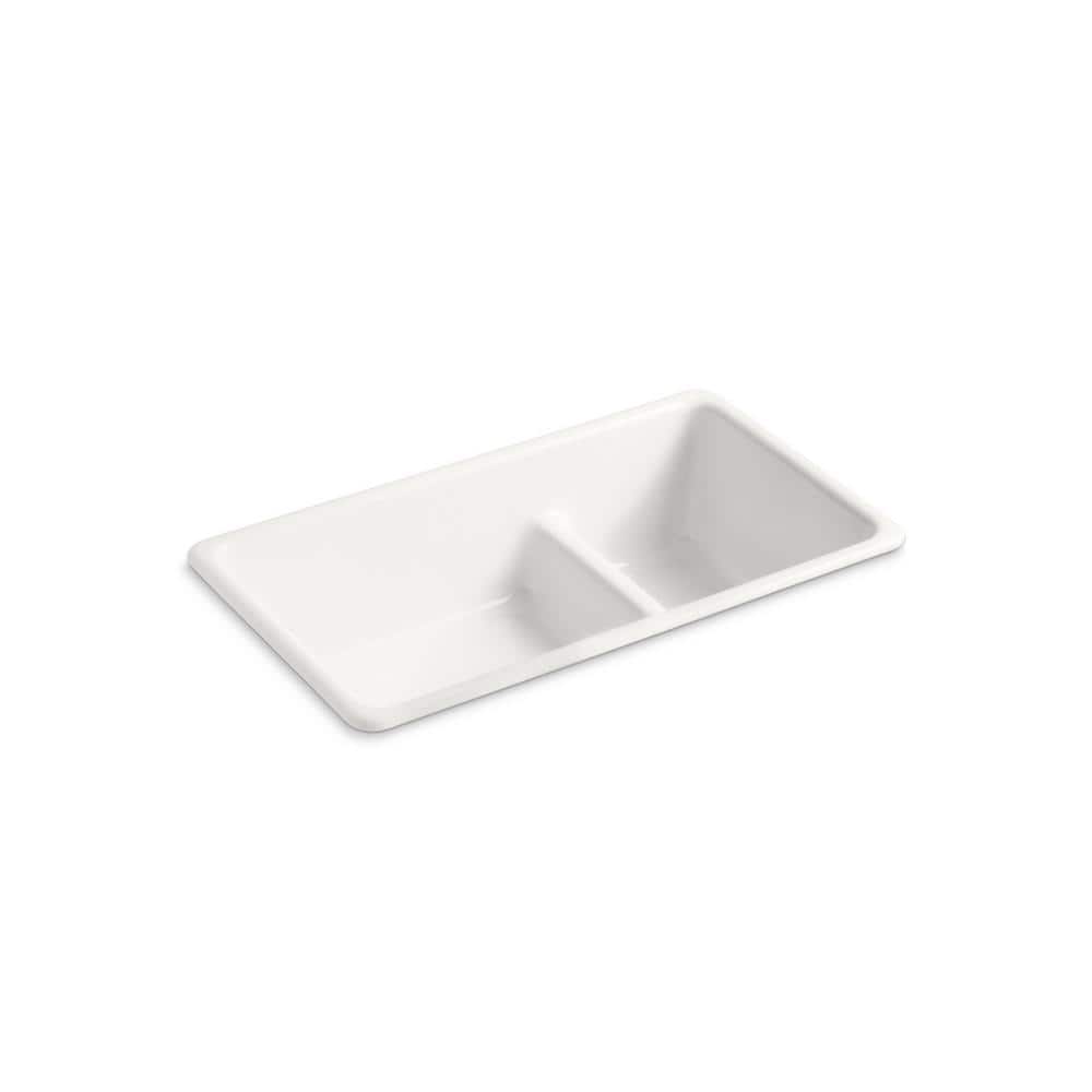 Sea Salt Cast Iron Double-Bowl Drop-In Kitchen Sink