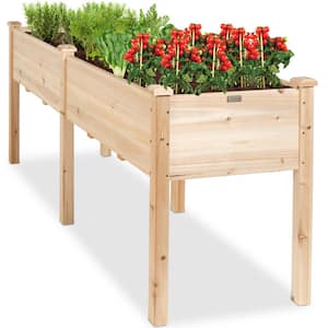 6 ft. x 2 ft. x 2.5 ft. Raised Garden Bed, Elevated Wooden Planter Box Stand for Backyard, Patio with Divider Panel