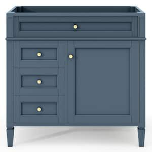 36 in. W x 18 in. D x 33 in. H Freestanding Bath Vanity Cabinet without Top in Blue with 2 Drawers, 1 Tip-Out Drawer