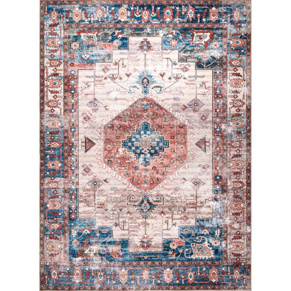 nuLOOM Eliza Machine Washable Traditional Medallion Multi 3 ft. x 5 ft