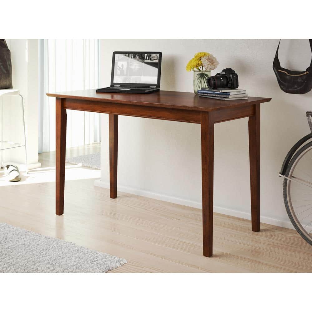 Walnut Brown Solid Wood Writing Desk with Drawer