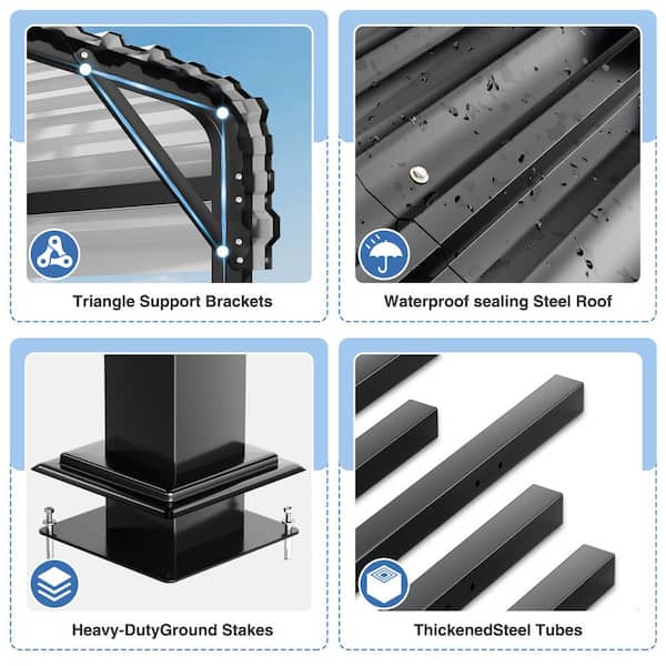 20 ft. W x 20 ft. D Metal Carport, Car Canopy and Shelter
