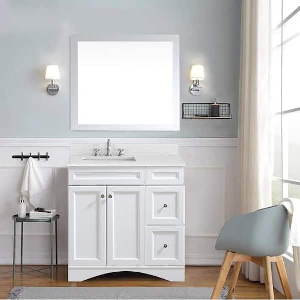 PROOX 36 in. W x 22 in. D Quartz White Rectangular Single Sink