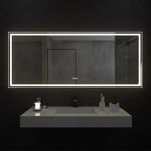 72 in. W x 30 in. H Rectangular Frameless LED Wall Bathroom Vanity Mirror