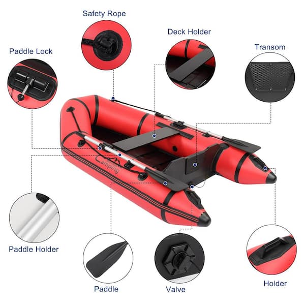 Winado 7.5 ft. Inflatable Red Water Adult Assault Boat