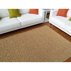 Shaggy Solid Beige 7 ft. x 10 ft. Synthetic Rectangle Area Rug