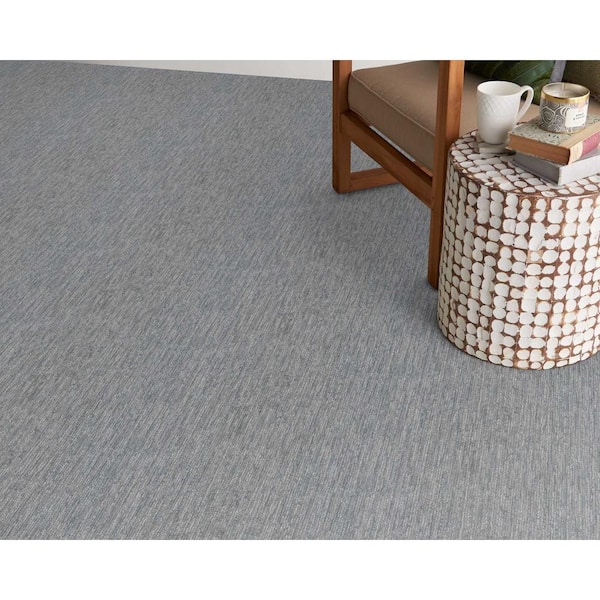 Borderline Steel Blue 12 ft. 42 oz. Wool Pattern Carpet - Installation Required