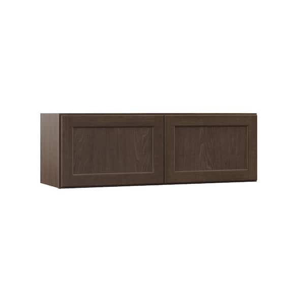 Hampton Bay Shaker 36 in. W x 12 in. D x 12 in. H Assembled Wall Bridge Kitchen Cabinet in Brindle without Shelf