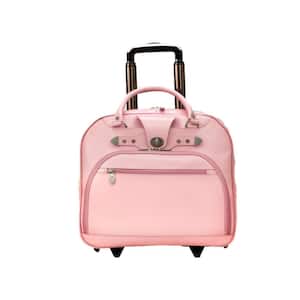 Red Wood 15 in. Pink Top Grain Cowhide Leather Wheeled Ladies' Laptop Briefcase