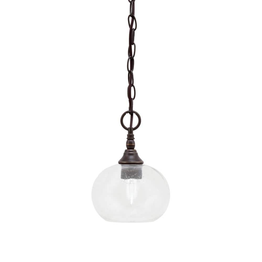 Elva 100-Watt 1_light Dark Granite Shaded Pendant Light with 7 in. Clear Bu