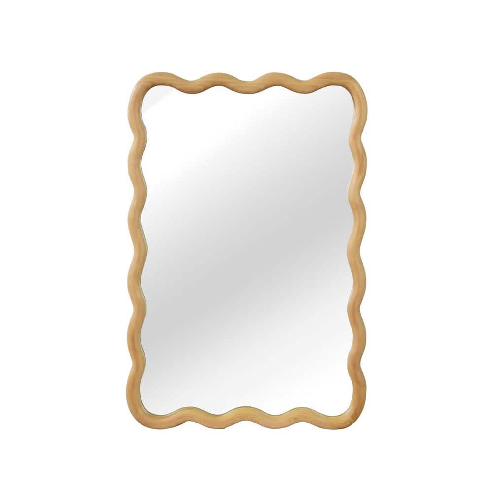 20 in. W x 30 in. H Wavy Rectangle Solid Wood Framed Wall-mounted Bathroom Vanity Mirror in Oak, Decorative Wall Mirror price history on PriceWatchPro