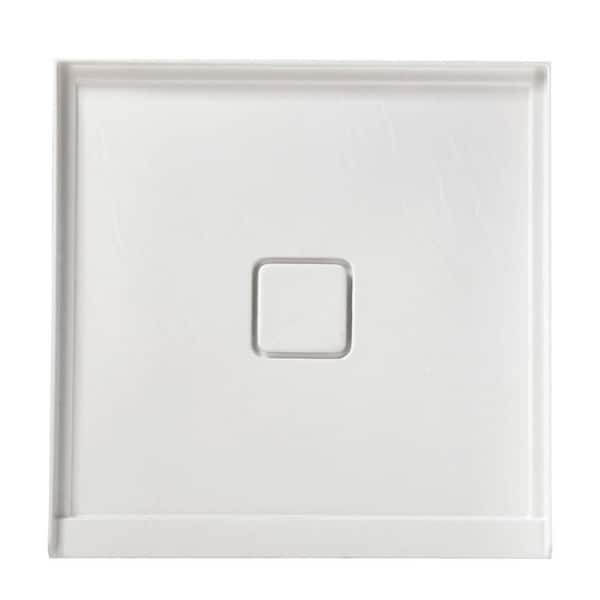 36 in. L x 36 in. W White Alcove Square Acrylic Bathroom Shower Pan Base in White with Center Drain Hole