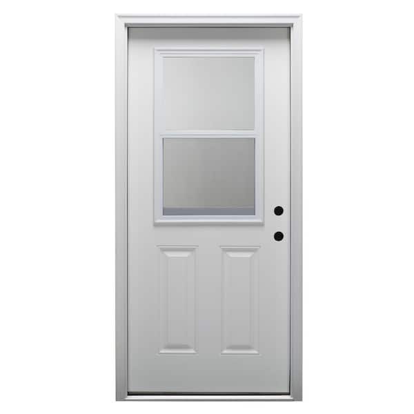MMI DOOR 36 in. x 80 in. Left-Hand Inswing 1/2-Lite Clear Vented Primed Fiberglass Smooth Prehung Front Door on 6-9/16 in. Frame