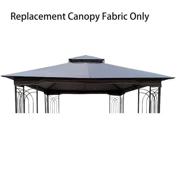 10 ft. x 10 ft. Outdoor Patio Double Gazebo Replacement Canopy Fabric, Roof Cover Only (No Frame) Gray